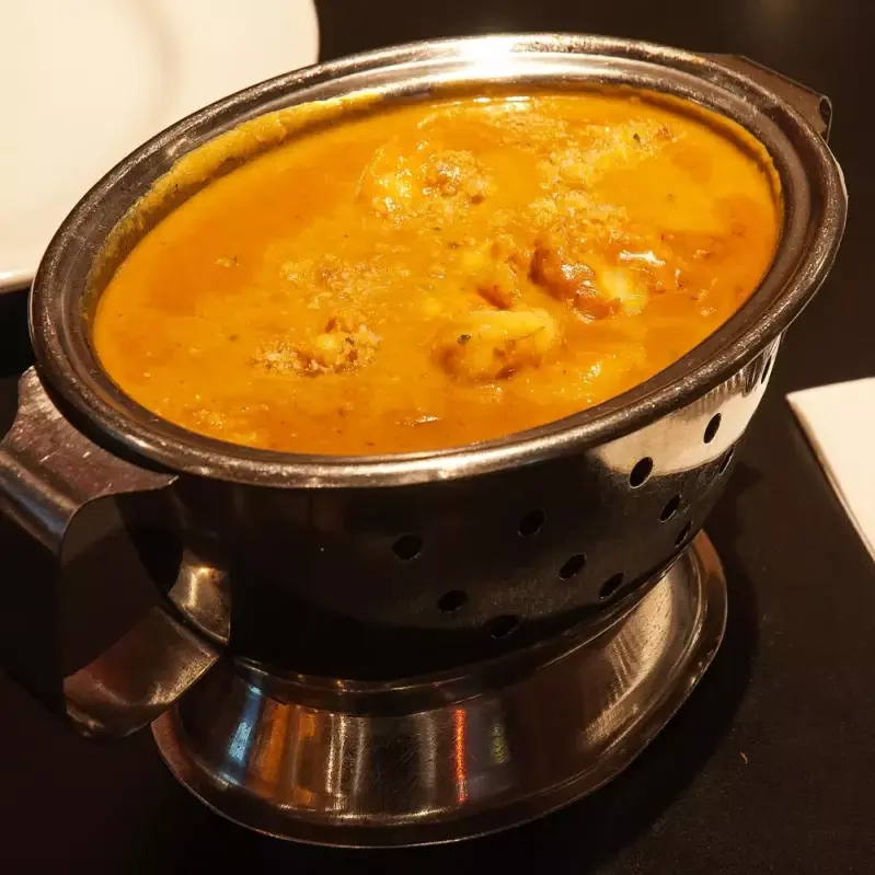 Delicious Coconut Prawn Curry at Indian Spoon Restaurant in Calgary, AB